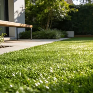 front view of landscaping artificial grass banner