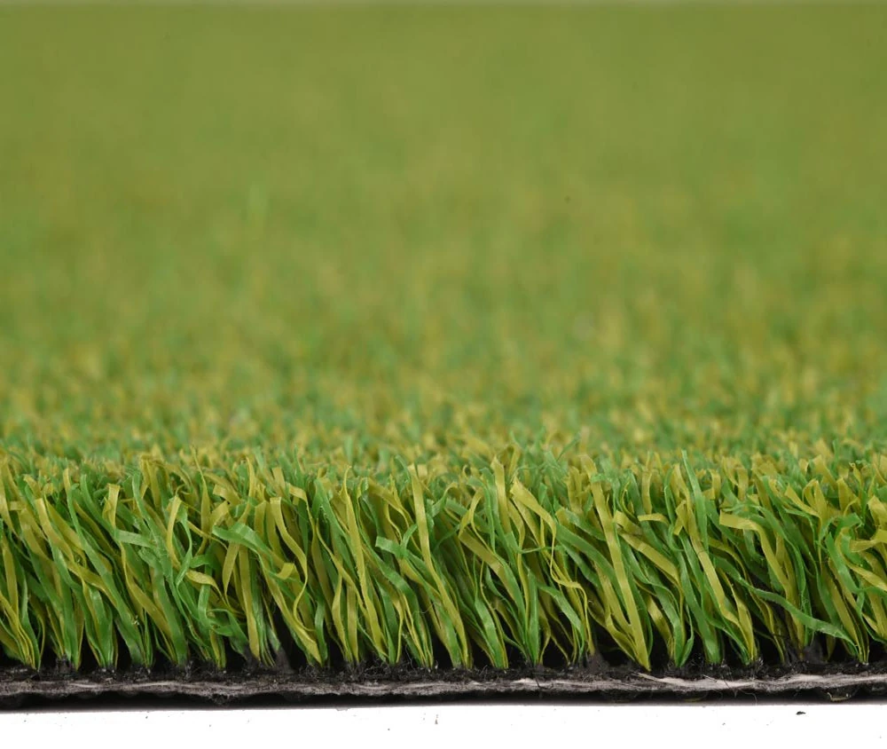 side view of x nature professional golf course grass artificial turf showing bionic green fibers and durable double layer backing.