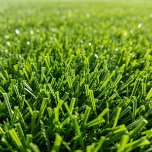 close up artificial football grass fibers banner