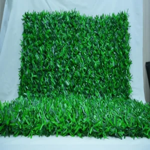 green artificial turf samples with dense synthetic grass fibers displayed on a white background.(2)
